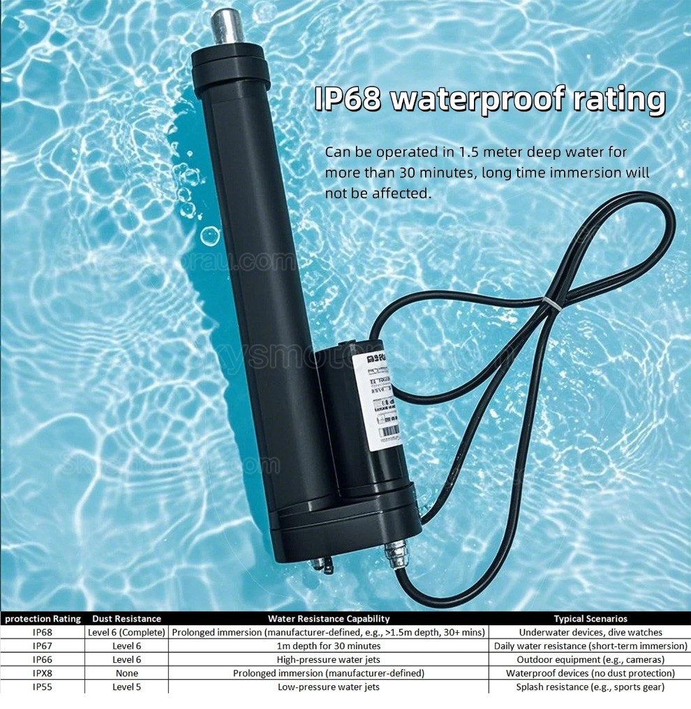 IP68 Submersible 12V Electric Linear Actuator BST-YF-FS Stroke Lenght 50-1000mm
