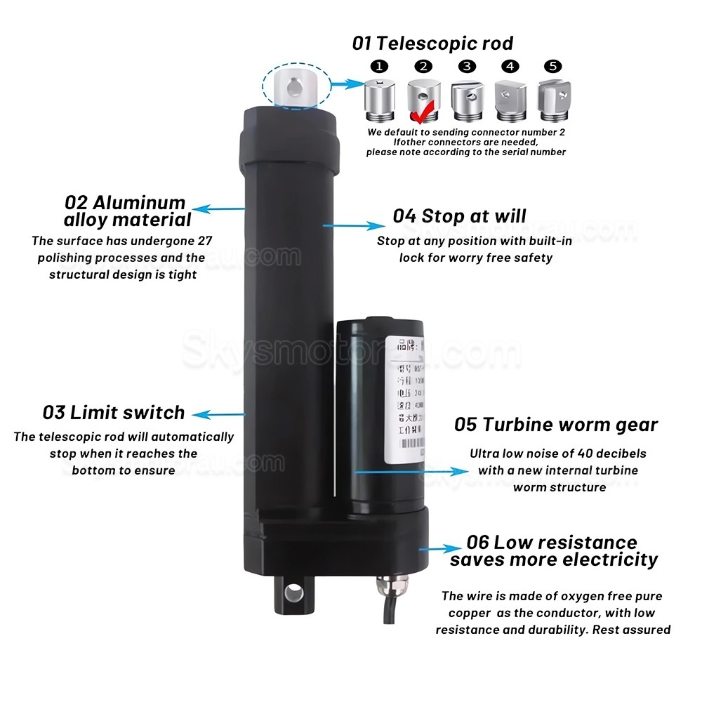 IP68 Submersible 12V Electric Linear Actuator BST-YF-FS Stroke Lenght 50-1000mm