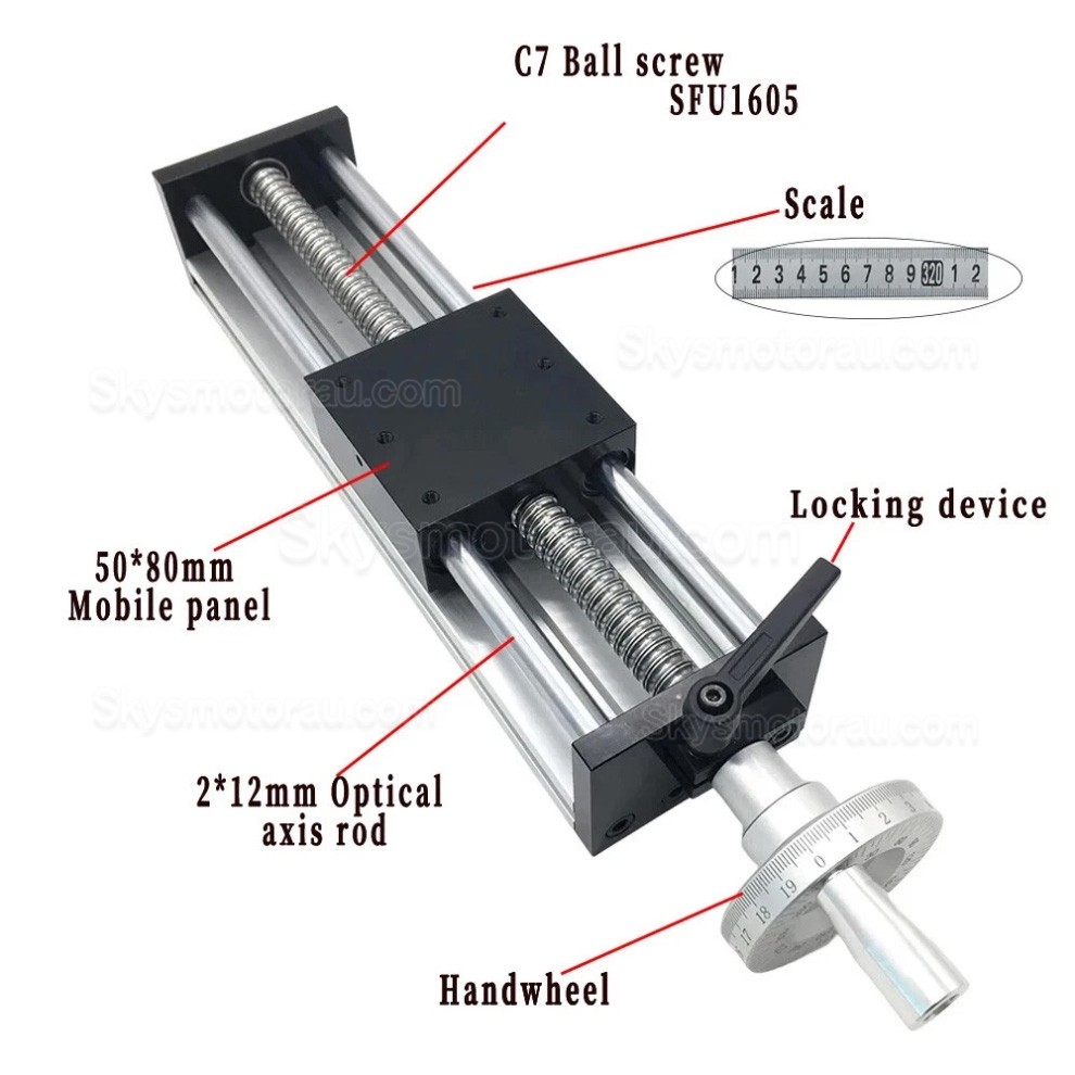 Manual Linear Slides Actuator GGP5080 Ballscrew Rail Slide Stage CNC Motion Module with Handwheel