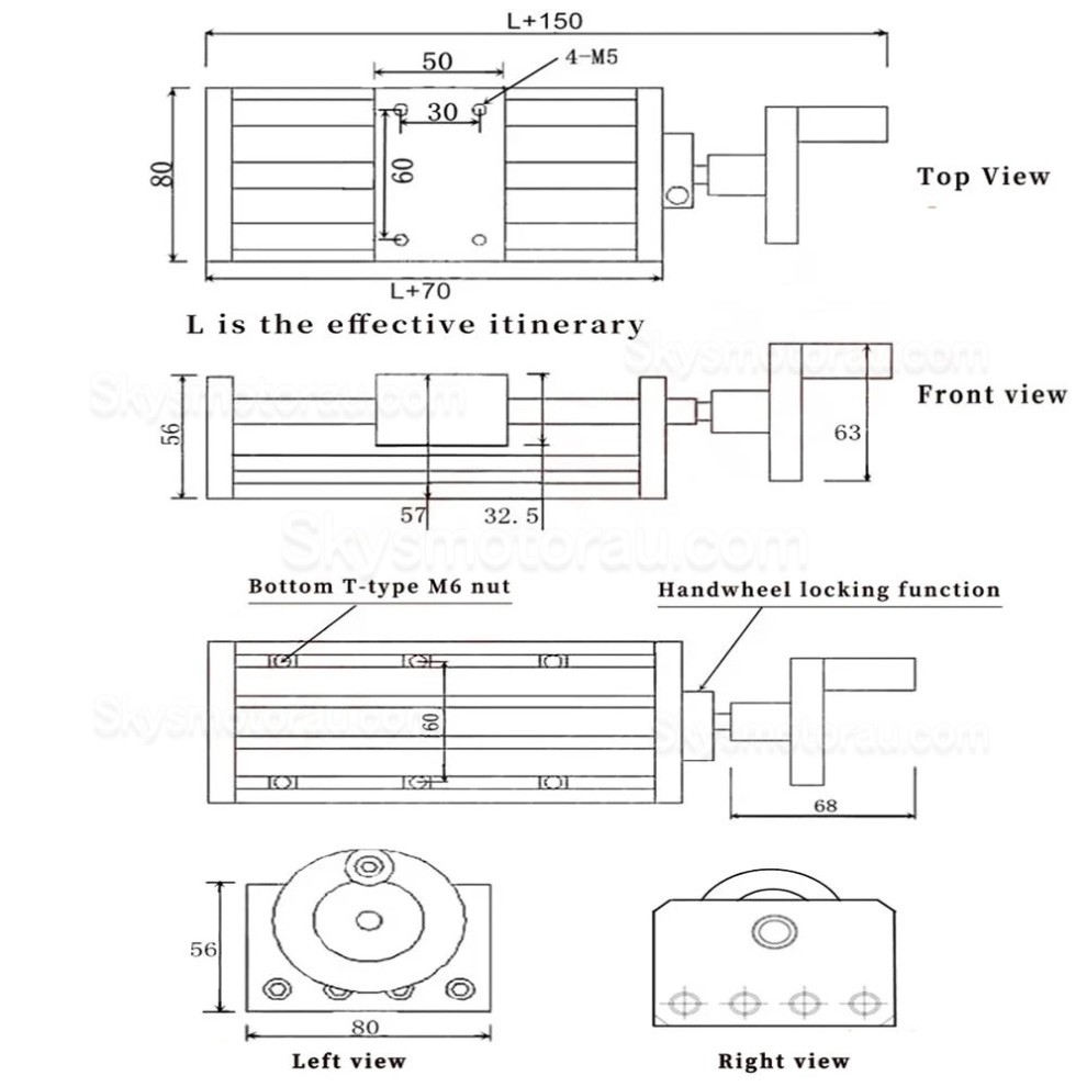 Manual Linear Slides Actuator GGP5080 Ballscrew Rail Slide Stage CNC Motion Module with Handwheel