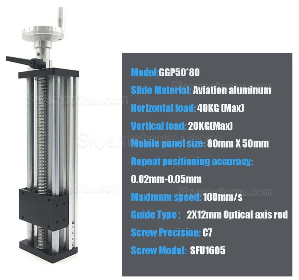 Manual Linear Slides Actuator GGP5080 Ballscrew Rail Slide Stage CNC Motion Module with Handwheel