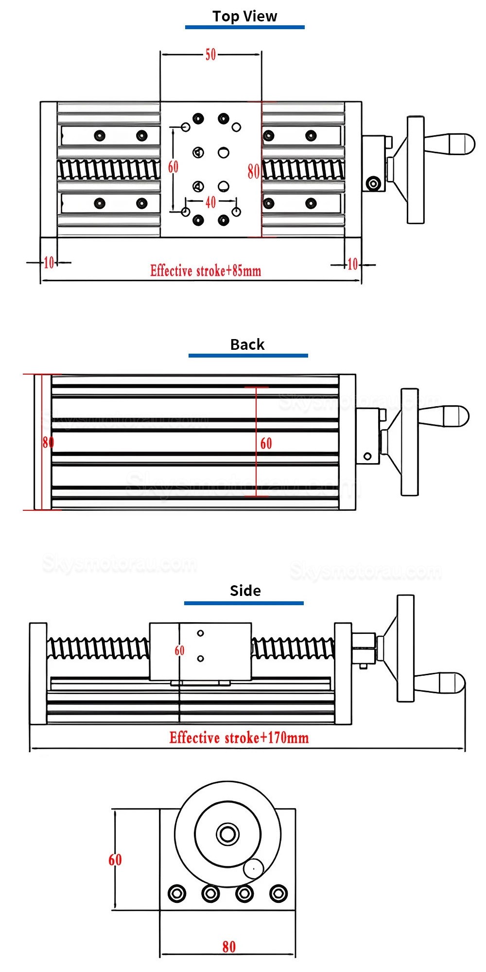 Manual Linear Slides Actuator SXG5080 Manual Linear Stage with Handwheel