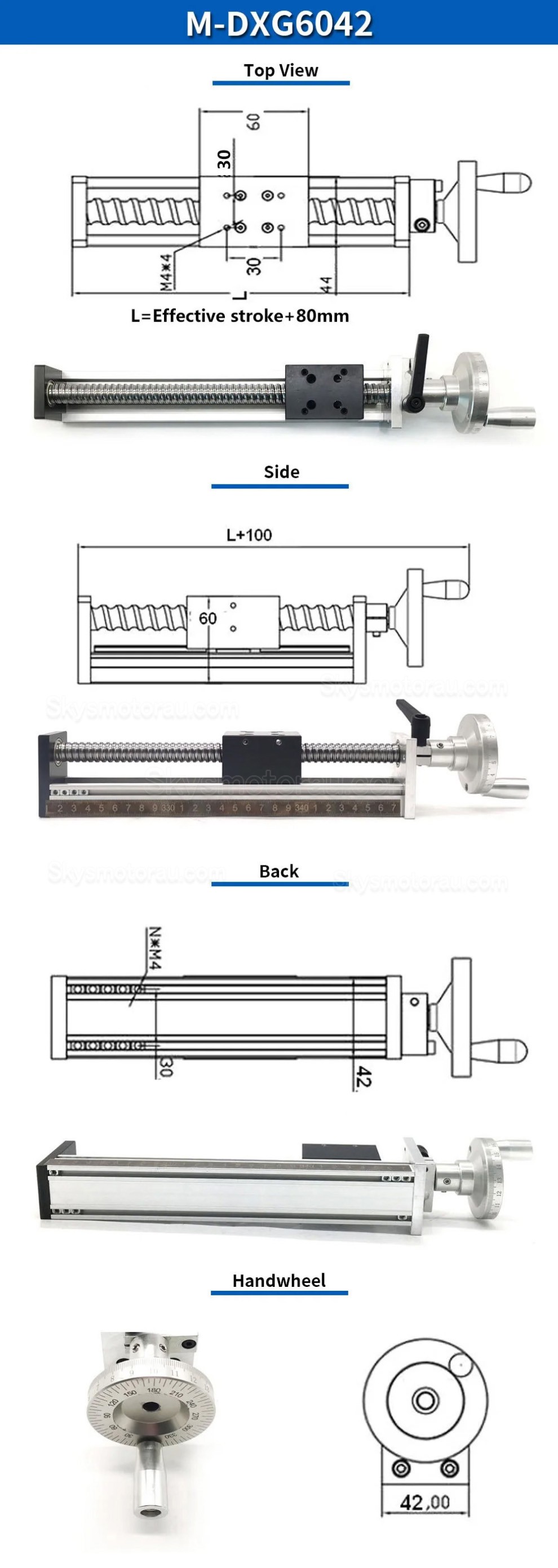 Manual Linear Slides Actuator DXG6042 Mini Manual Ballscrew Slide Table with Handwheel