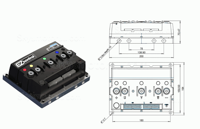 EZkontrol Series Permanent Magnet Synchronous Motor (PMSM) Controllers For 3KW BLDC Motor 48V/60V/72V 100A -500A