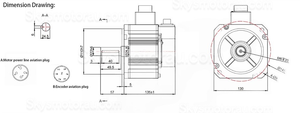 1.5KW AC Servo Motor Kit 130JASM515230K-17B+JASD20002-20B 4.78N.m 3000RPM 5.6A 220V with JASD20002-20B Servo Driver