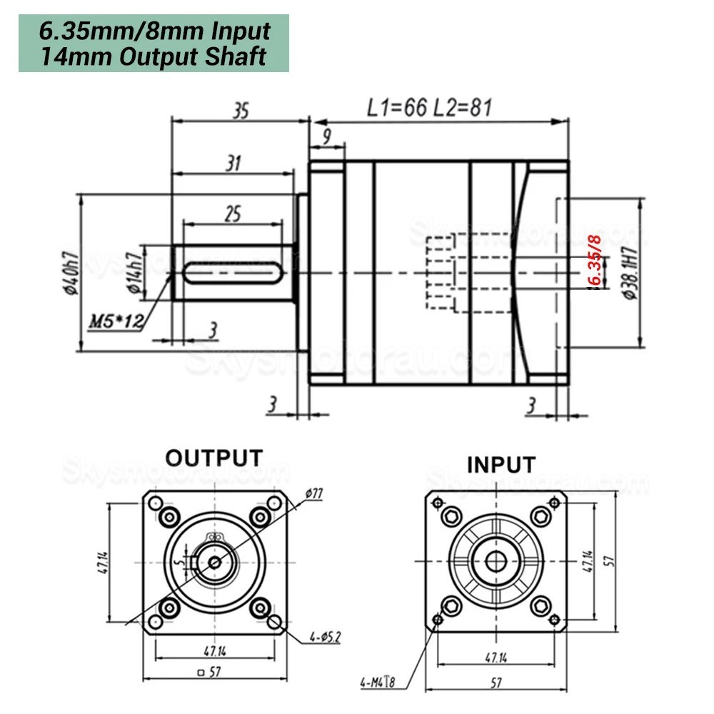 Nema 23 Geared Stepper Motor DLF+57HS5630A4D 3A with 4:1/5:1/10:1/20:1/25:1/40:1/50:1/100:1 Planetary Gearbox