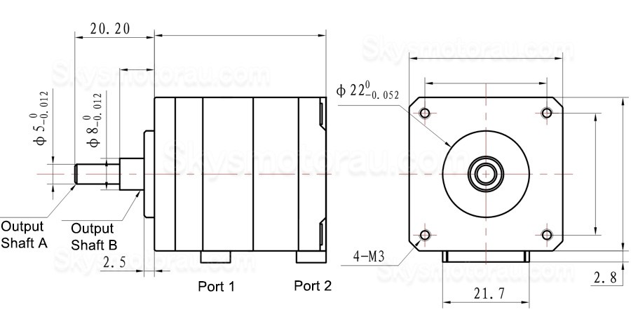 10Pcs Nema 16 Dual Axis Stepper Motor TQE39C-05 200mN.m 1.8deg 0.4A 39&times;39&times;42mm 4 Wires