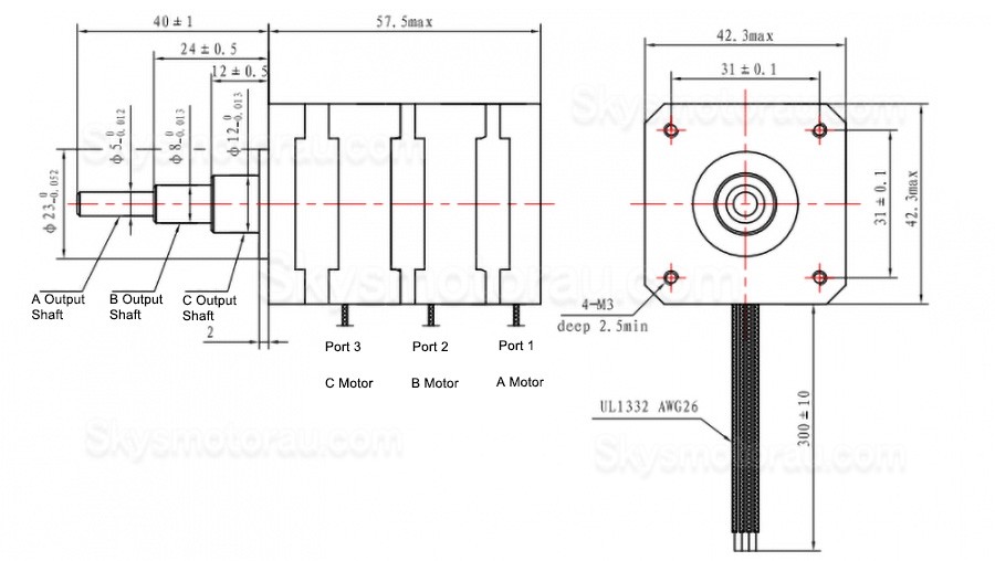 10Pcs Nema 17 3 axis Stepper Motor TQE42S-0 200mN.m 1.8 deg 0.4A 42&times;42&times;57.5mm 4 Wires