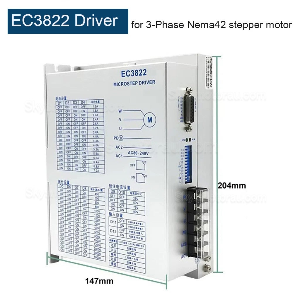 Nema 42 Stepper Motor Kit 110BYG16060A3J19+EC3822 with 12/16/20Nm Stepper Motor & EC3822 Stepper Driver