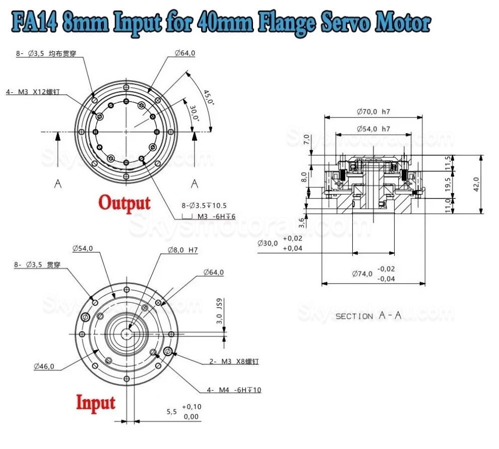 FA Series 30:1/50:1/80:1/100:1/120:1 Harmonic Gearbox for Servo Motor