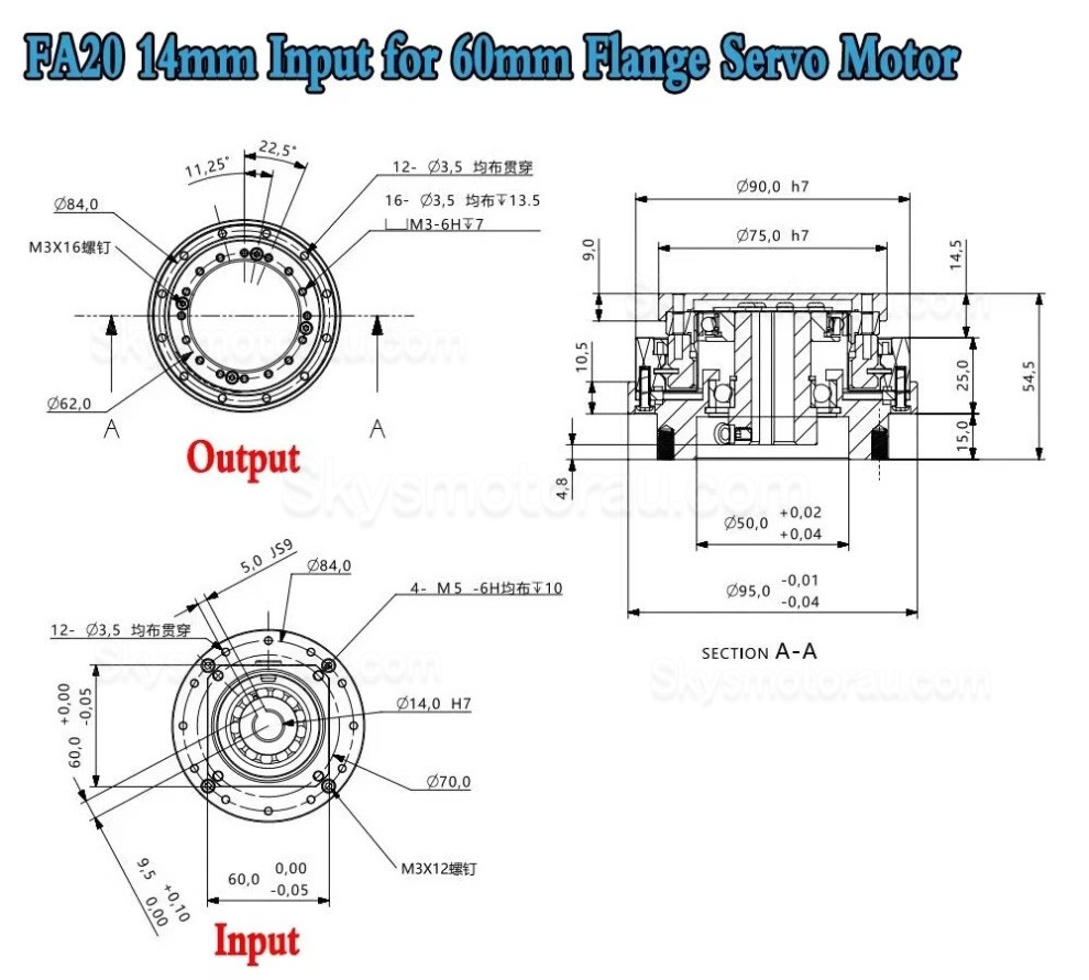 FA Series 30:1/50:1/80:1/100:1/120:1 Harmonic Gearbox for Servo Motor
