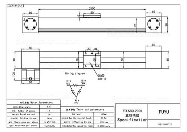 High Speed Belt Driven Linear Actuator Kit FBL80 1000mm Belt Drive Motorized Linear Slides Actuator Nema 34 Stepper Motor
