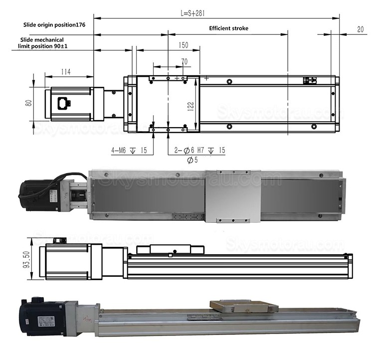 Double Rail Linear Actuator FCH140 Ball Screw Linear Slide Rail 50-1250mm with 1000W Servo Motor