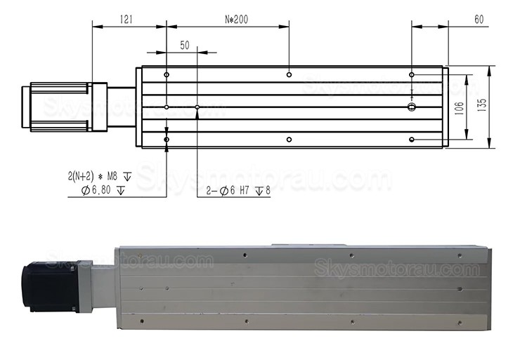 Double Rail Linear Actuator FCH140 Ball Screw Linear Slide Rail 50-1250mm with 1000W Servo Motor