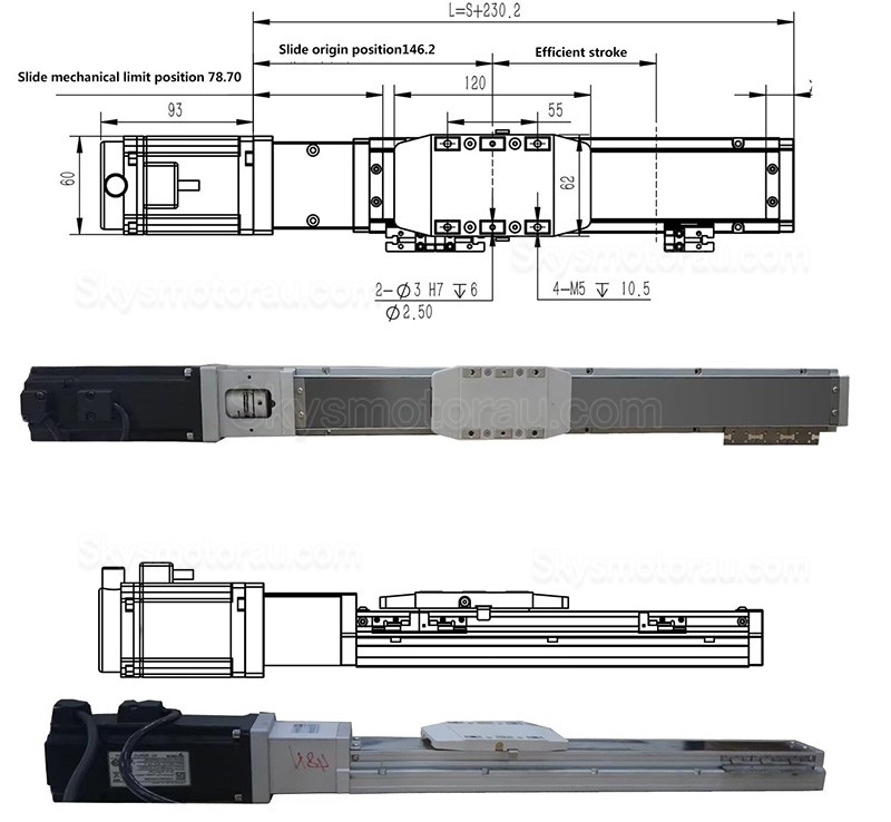 Double Rail Linear Actuator FCH60 Ball Screw Linear Slide Rail 50-1000mm with 400W Servo Motor