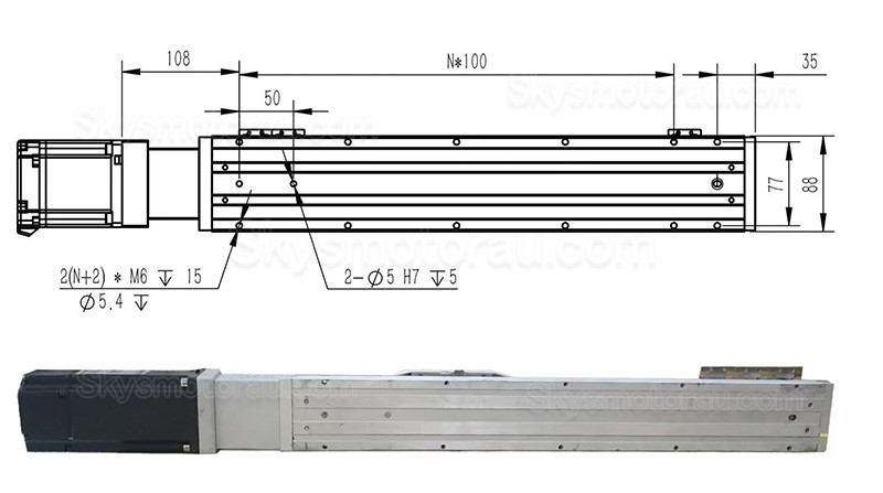 Double Rail Linear Actuator FCH90 Ball Screw Linear Slide Rail 50-1100mm with 750W Servo Motor