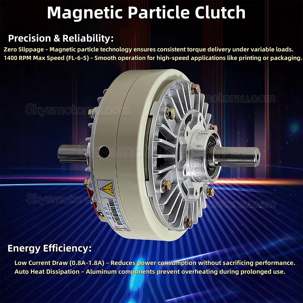 FL-S/A Series Dual Shaft Magnetic Particle Powder Clutch 6/12/25/50Nm 24VDC