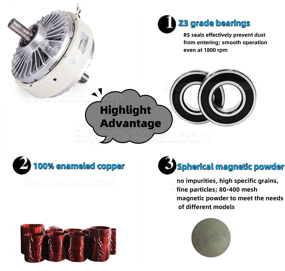 FL-S/A Series Dual Shaft Magnetic Particle Powder Clutch 6/12/25/50Nm 24VDC