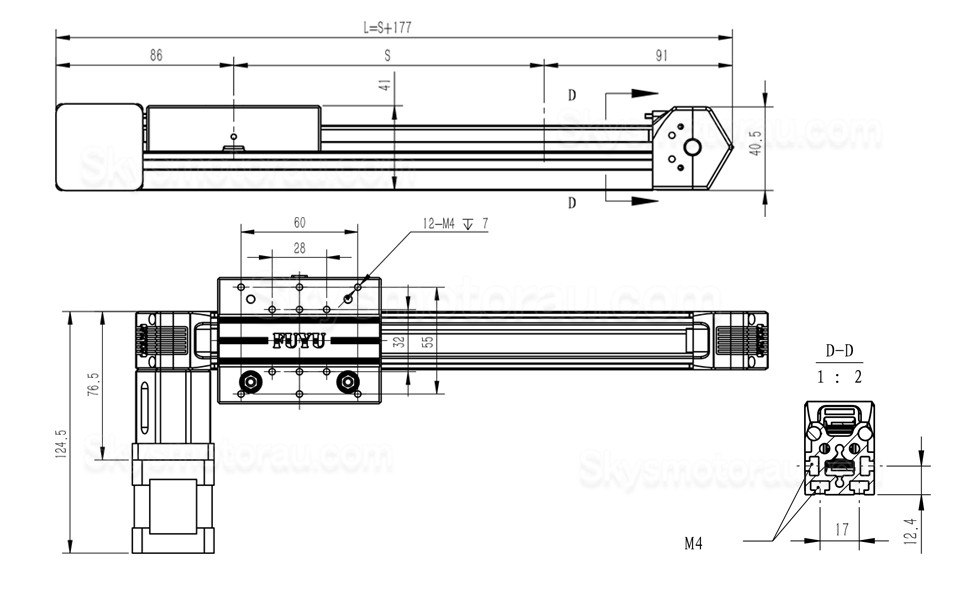 Belt Driven Linear Actuator Kit FPB30 Belt Drive Motorized Linear Slides Actuator with Nema 17 Stepper Motor