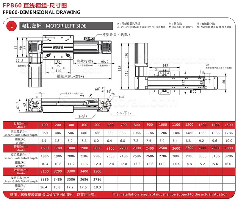 Belt Driven Linear Actuator Kit FPB60 Belt Drive Motorized Linear Slides Actuator with Nema 23 Stepper Motor