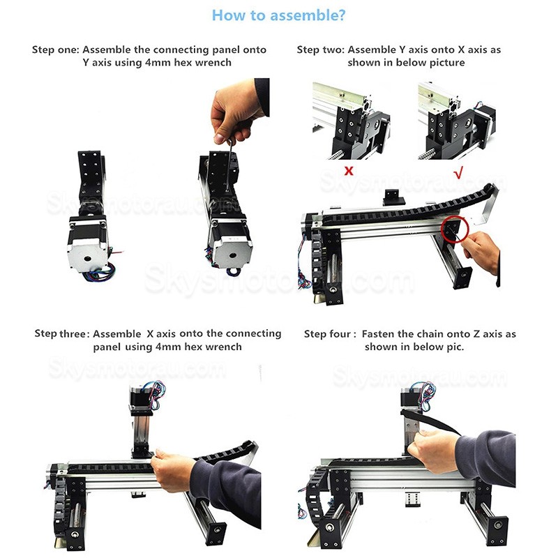 Gantry Linear Guide Stage Stroke Motorized Linear Slides Actuator XYZ Slide Table X=100mm,Y=100mm, Z=50mm