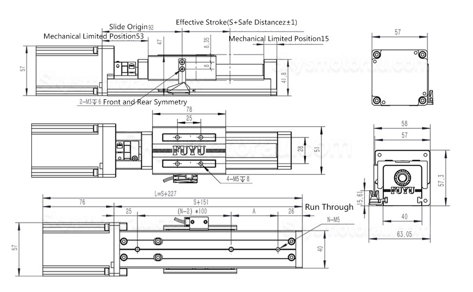 Linear Slide Rail Linear Ball Screw Actuator FSK40J 50-1000mm with Nema 23 Stepper Motor