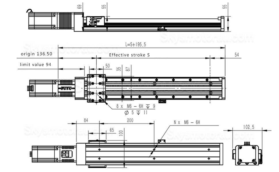 Double Guide Rails Ball Screw Linear Stage Module FSK80 Screw Driven Linear Actuator 100-1000mm with NEMA24 Stepper Motor