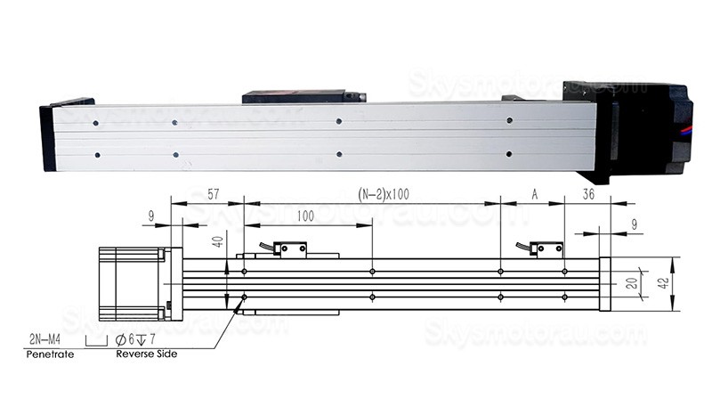 Motorized Linear Slides Actuator FSL40 Linear Slide Rail Linear Ball Screw Actuator 50-1000mm with Nema 23 Stepper Motor