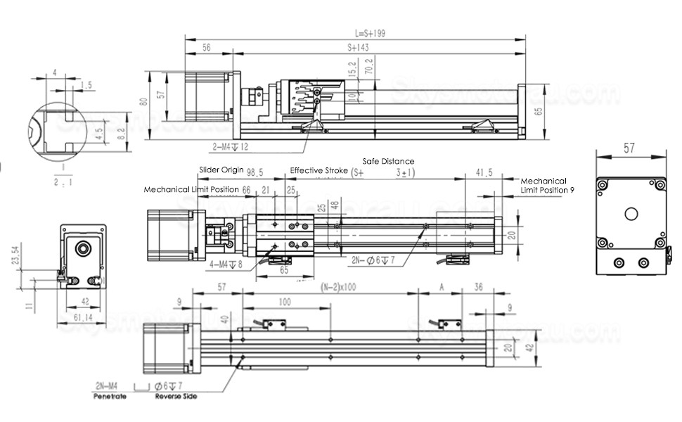 Motorized Linear Slides Actuator FSL40 Linear Slide Rail Linear Ball Screw Actuator 50-1000mm with Nema 23 Stepper Motor