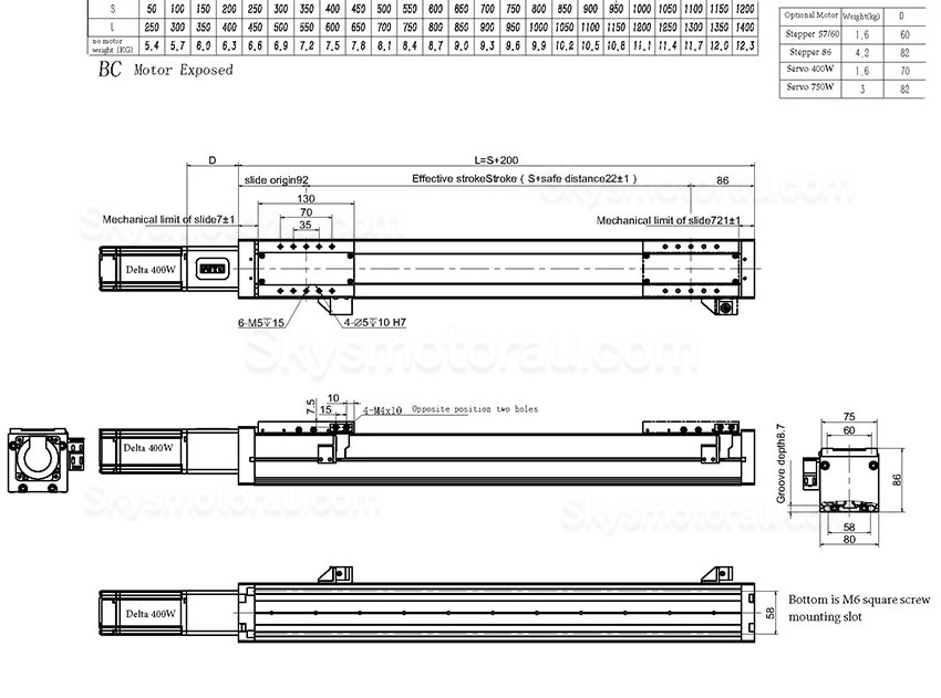 Motorized Linear Slides Actuator FSL80 100-1200mm Heavy Duty Linear Slide Rails with Nema24 Stepper Motor