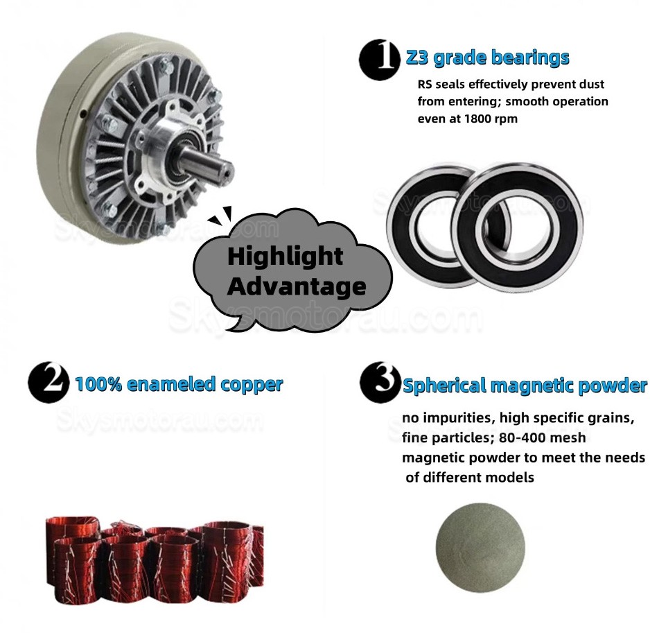FZ-D Series Single-Shaft Magnetic Powder Brake, Magnetic Particle Brake 6-50Nm 24VDC IP54