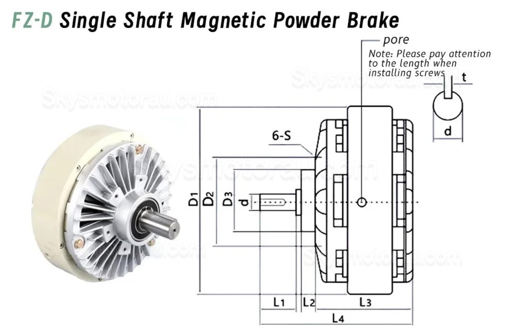 FZ-D Series Single-Shaft Magnetic Powder Brake, Magnetic Particle Brake 6-50Nm 24VDC IP54