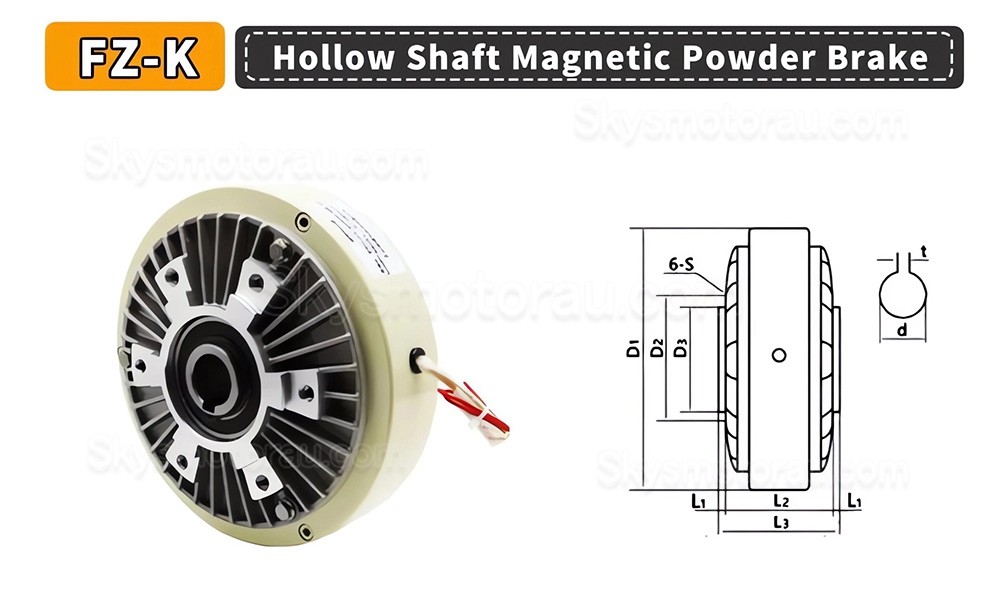 FK-K Series Hollow Shaft Magnetic Particle Brake Kit with Manual Tension Controller SJ-180A