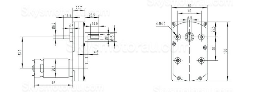 15Pcs 12V/24V Brushed PMDC Gearmotor GM100F-555PM PMDC Motor with Reduction Ratio 60~365 Rectangular Spur Gearbox