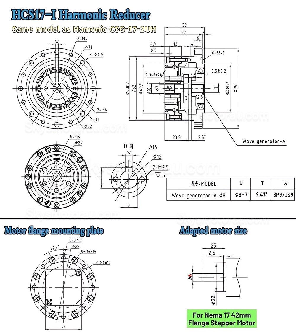 CSF Series 50:1/80:1/100:1/120:1 Harmonic Gearbox for Stepper / Servo Motor