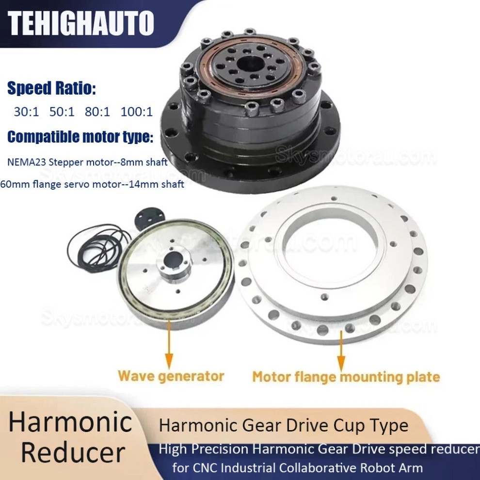 ZXS20 Series Cup Type 30:1/50:1/80:1/100:1 Harmonic Gearbox Ratio for Stepper / Servo Motor