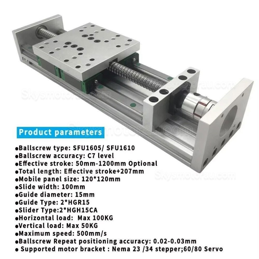 Heavy Duty Track Rollers And Guide Rails SXG120&times;120 Linear Table Slide 100mm-1000mm 70-100kg