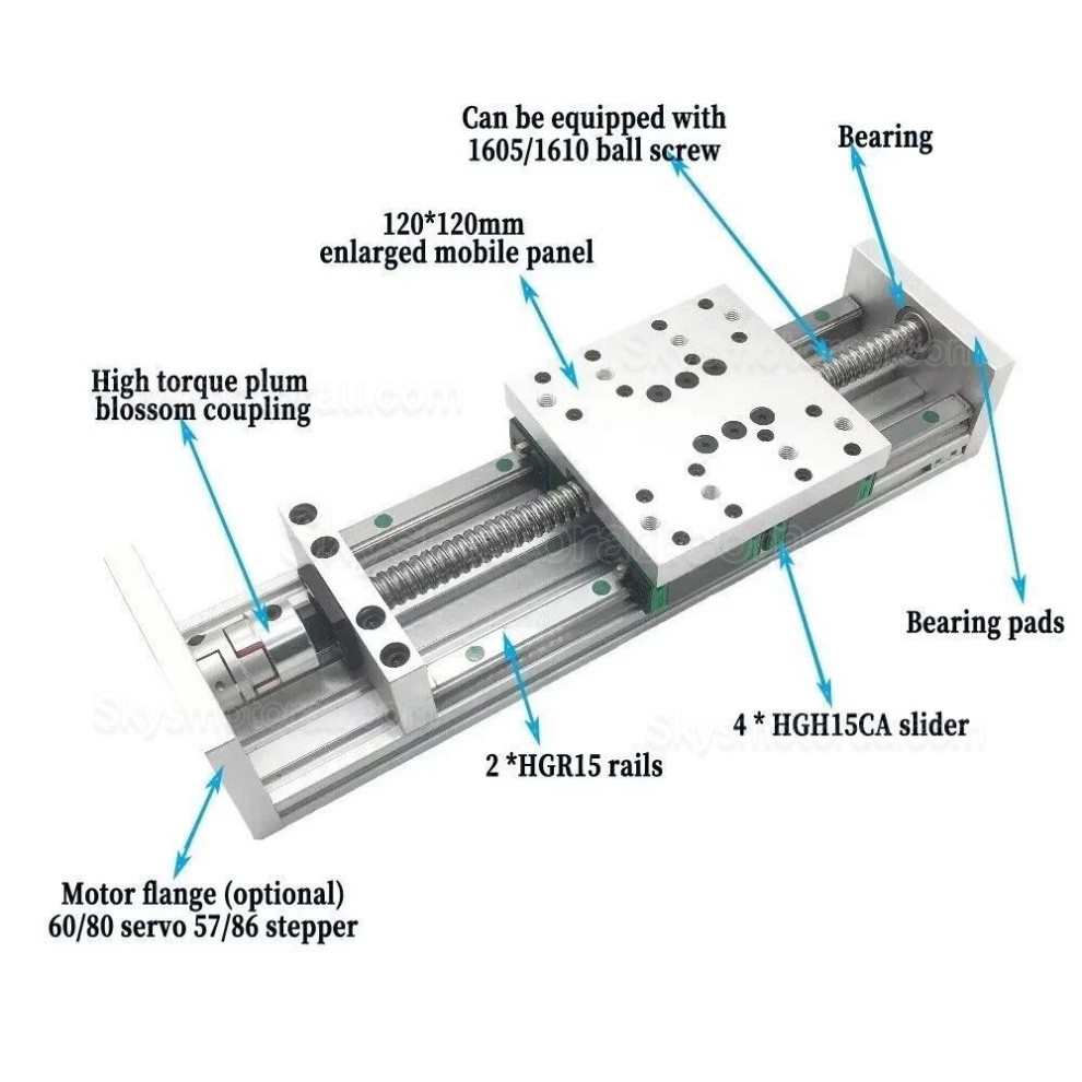 Heavy Duty Track Rollers And Guide Rails SXG120&times;120 Linear Table Slide 100mm-1000mm 70-100kg