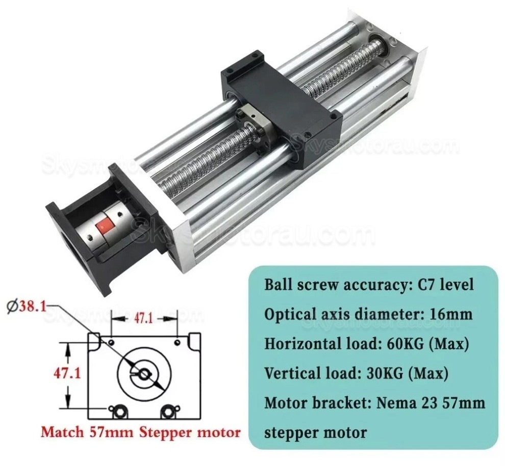 Linear Translation Stage OSP001610 CNC Sliding Table Linear Table 100mm-1000mm Fit NEMA 23 Stepper Motor/ 60mm Servo Motor
