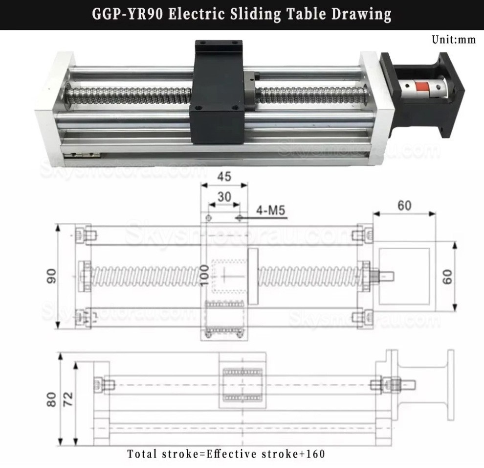 Linear Translation Stage OSP001610 CNC Sliding Table Linear Table 100mm-1000mm Fit NEMA 23 Stepper Motor/ 60mm Servo Motor