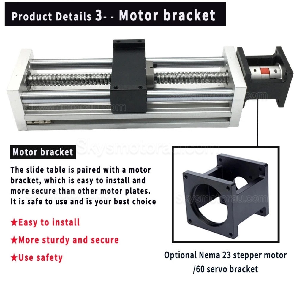 Linear Translation Stage OSP001610 CNC Sliding Table Linear Table 100mm-1000mm Fit NEMA 23 Stepper Motor/ 60mm Servo Motor