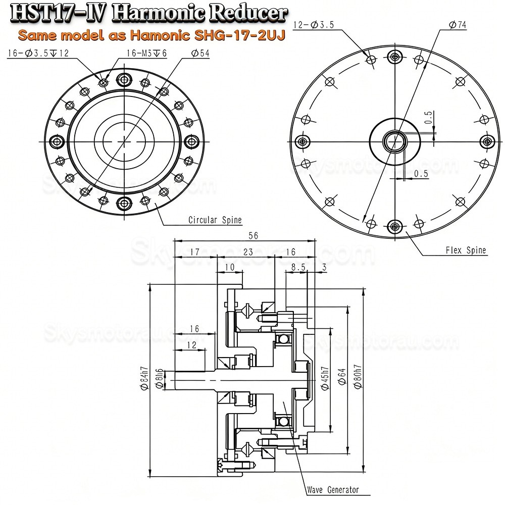HST Series 50:1/80:1/100:/120:1/160:1 Harmonic Gearbox Ratio for Industrial Robot Arm