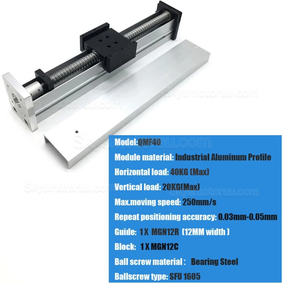 Screw Linear CNC Slide Table Kit QMF40, Fully Sealed CNC Linear Guide Module with Stepper Motor & Driver