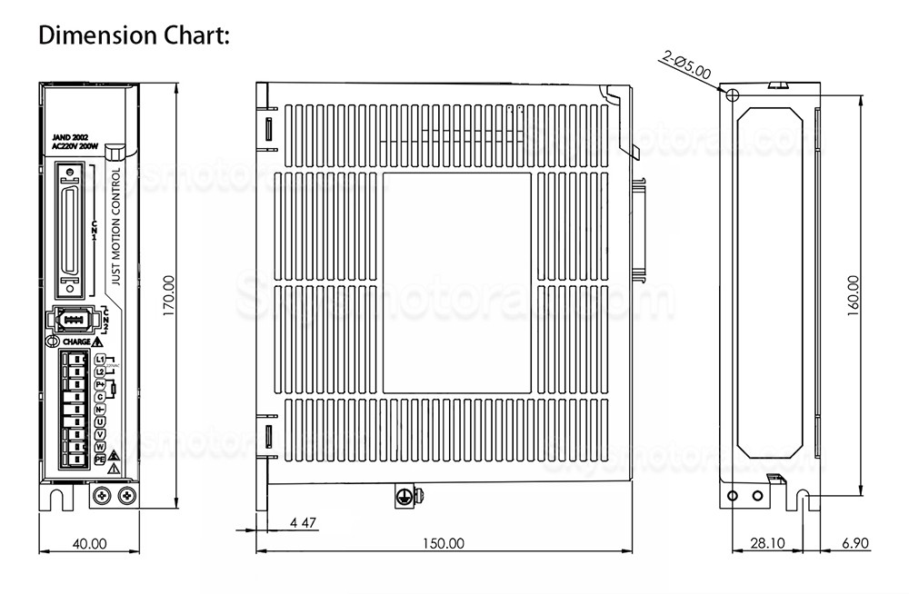200W 180V-240V AC Servo Motor Driver JAND2002-20B 1.6A Single Phase External Braking Resistor