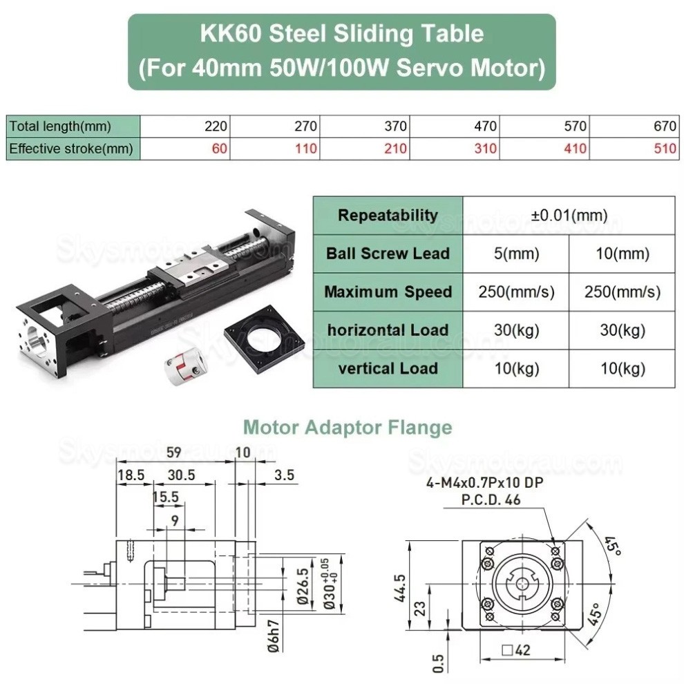 CNC Ballscrew Linear Slide OSP001617 CNC Slide Linear Fit Nema23, 34 Stepper Motors / 40 mm Servo Motors