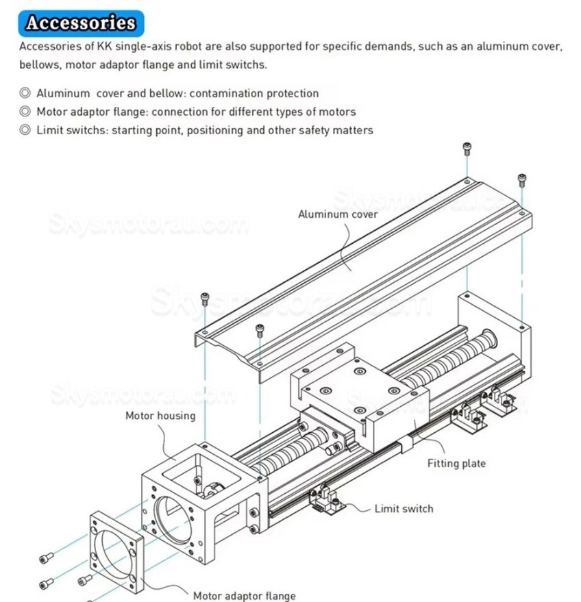 CNC Ballscrew Linear Slide OSP001617 CNC Slide Linear Fit Nema23, 34 Stepper Motors / 40 mm Servo Motors
