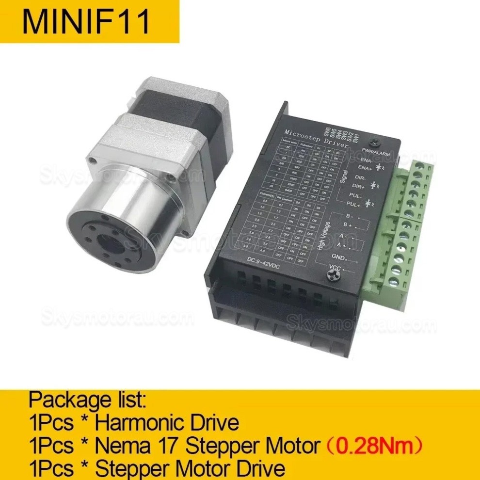 MINIS/MINIF Series Harmonic Stepper Motor with Ratio 30:1/50:1/100:1 Harmonic Gearbox