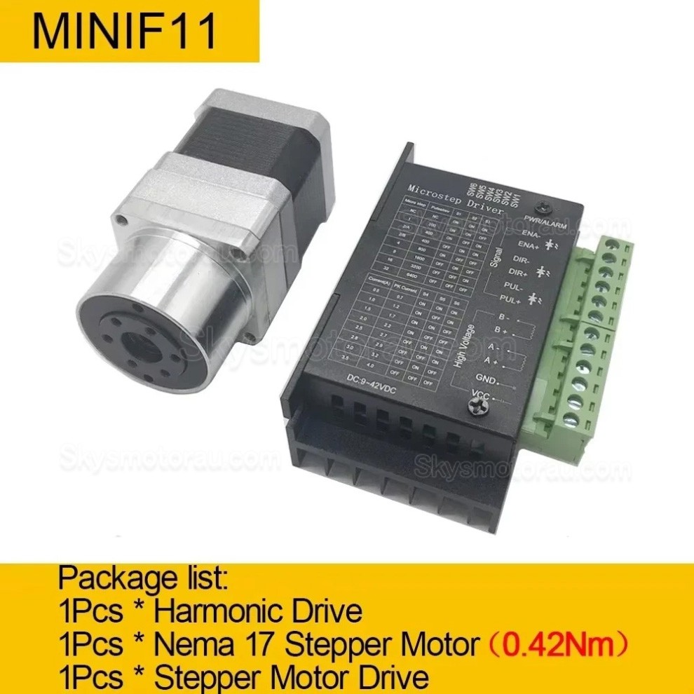 MINIS/MINIF Series Harmonic Stepper Motor with Ratio 30:1/50:1/100:1 Harmonic Gearbox