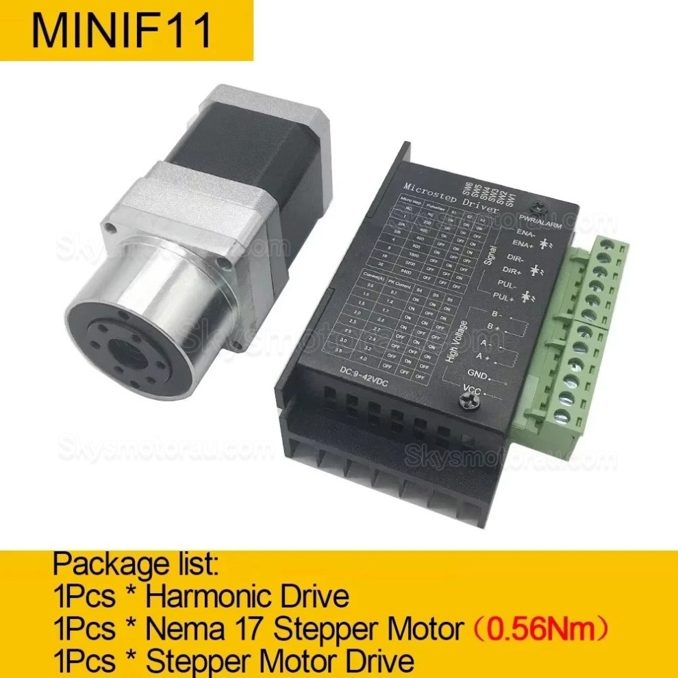 MINIS/MINIF Series Harmonic Stepper Motor with Ratio 30:1/50:1/100:1 Harmonic Gearbox