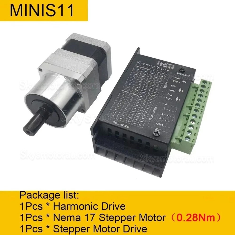 MINIS/MINIF Series Harmonic Stepper Motor with Ratio 30:1/50:1/100:1 Harmonic Gearbox